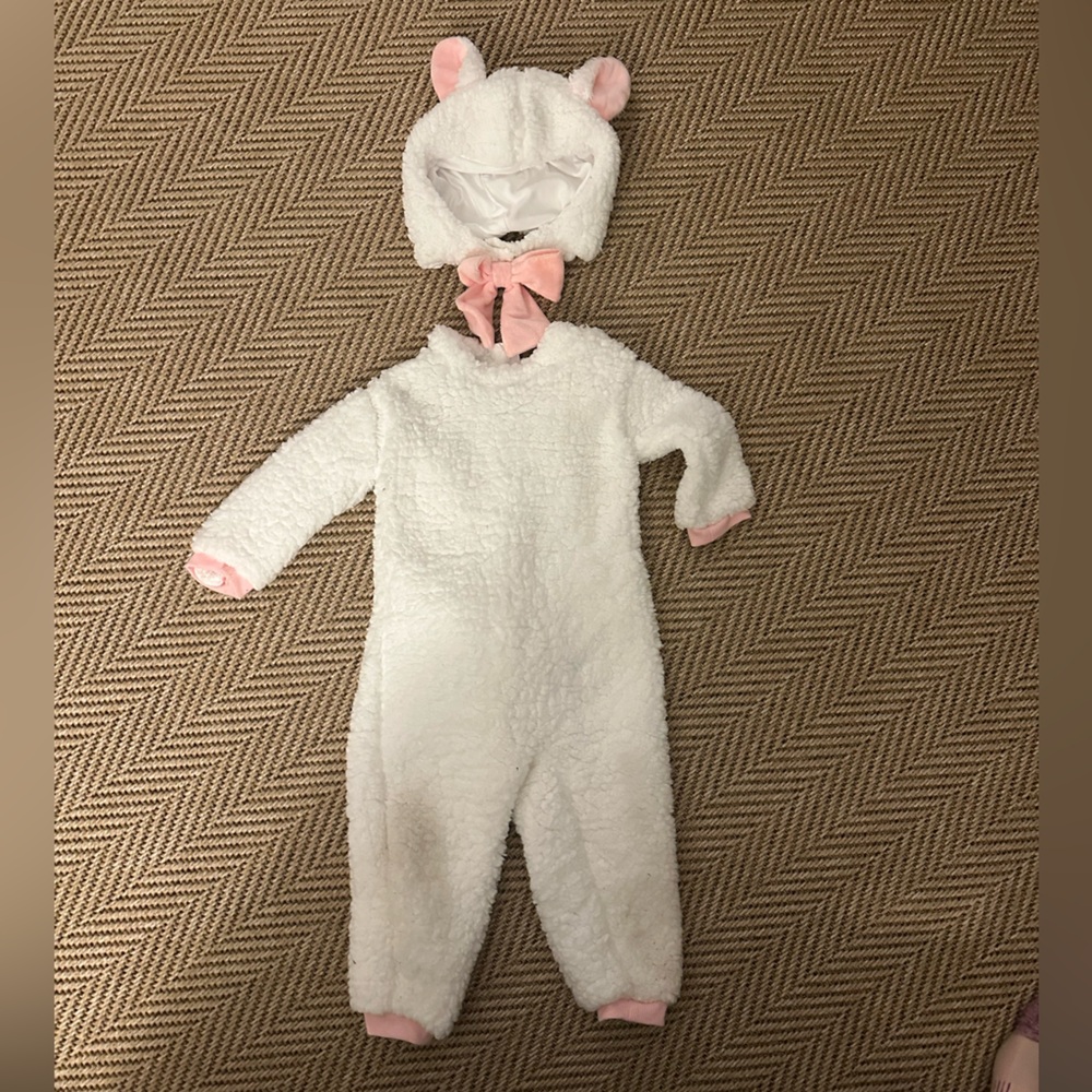 Adorable White and Pink Kids Lamb Costume